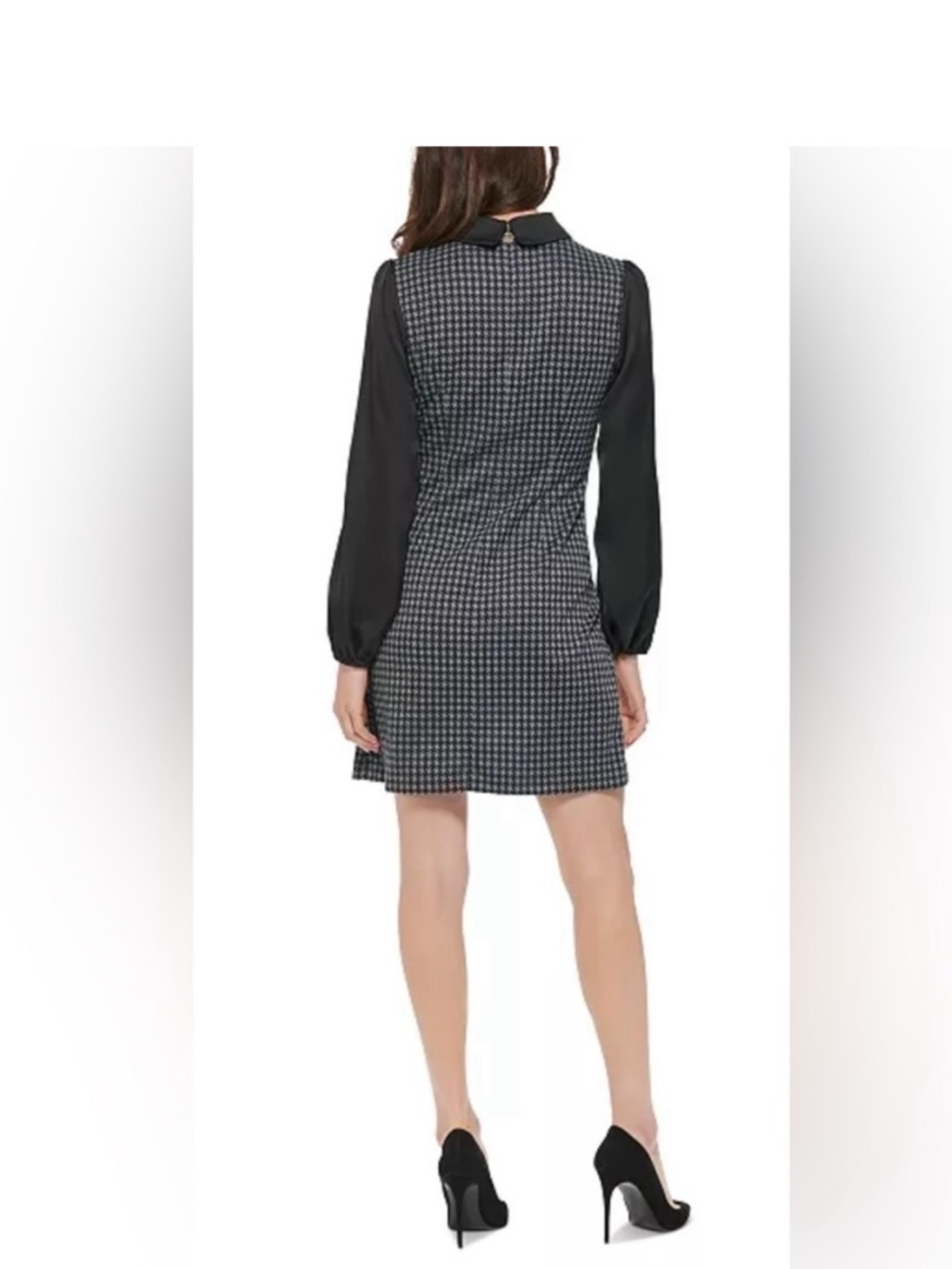 Tommy Hilfiger Black and Gray Houndstooth Long-Sleeve Dress sz 10 - Picture 9 of 10